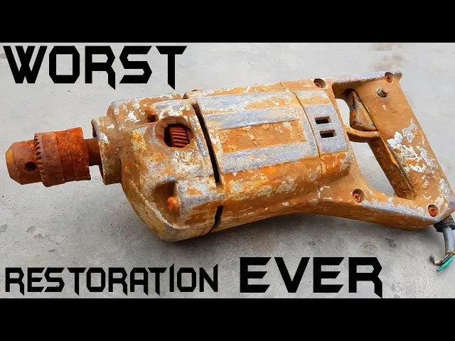 antique rusted electric corded drill restoration